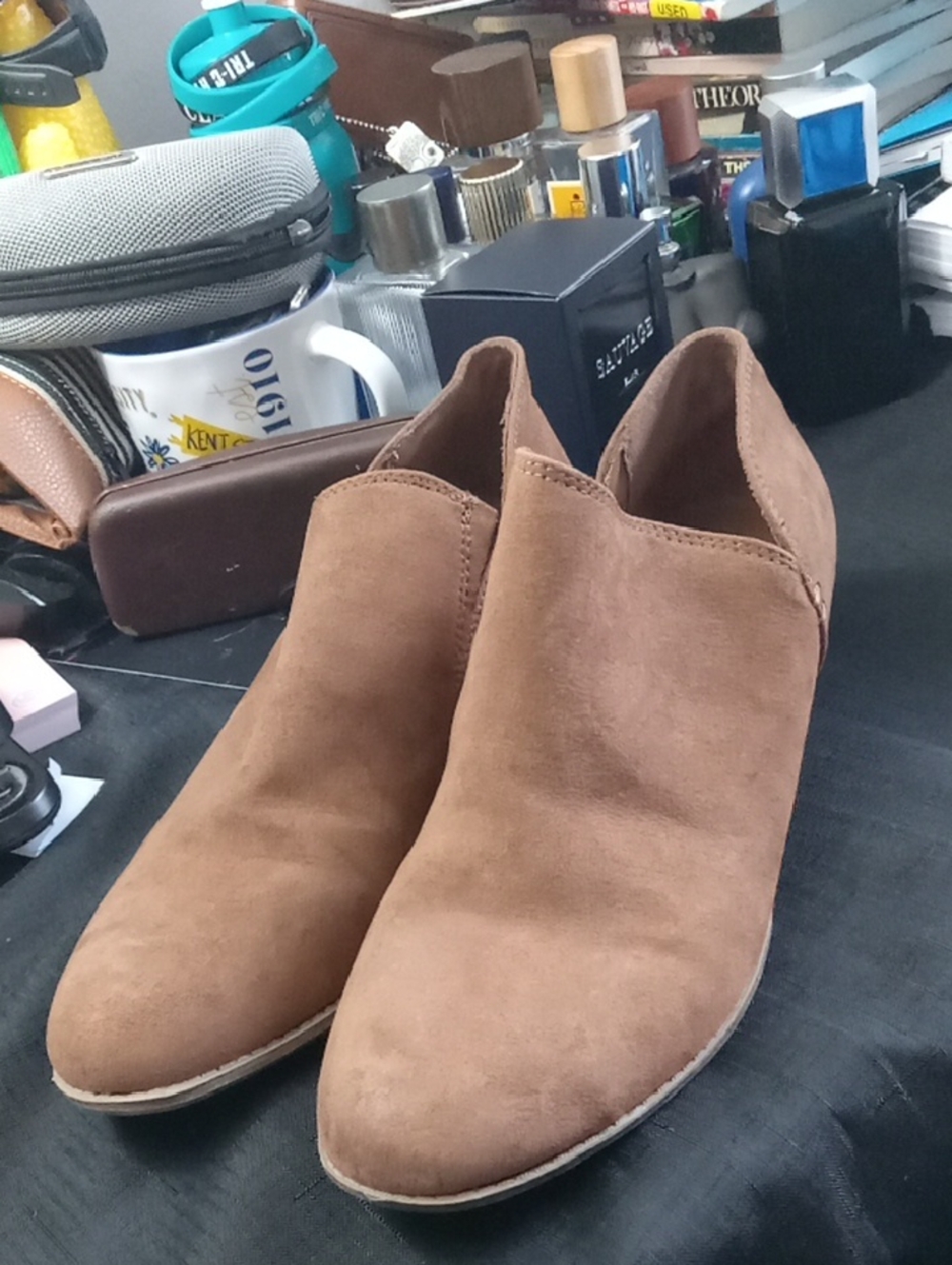Classic American Eagle Suede Slip-On Ankle Booties in Brown